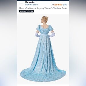 Women’s dress costume ballgown light blue  flower lace large worn once